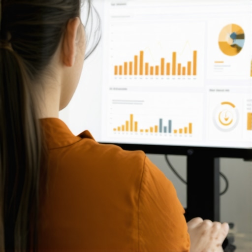 Digital marketing strategist reviewing Google My Business insights on a computer.