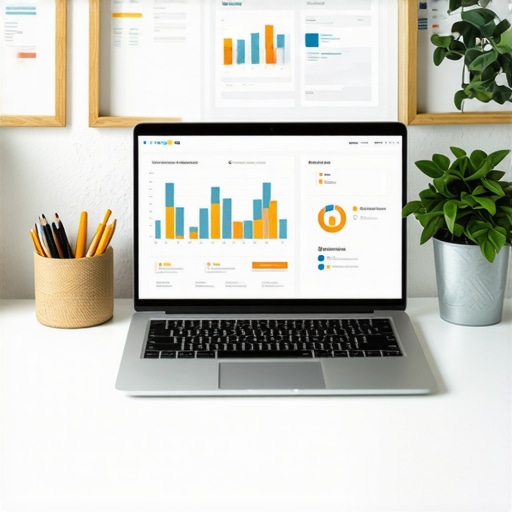 Workspace with laptop displaying analytics dashboards and SEO tools, symbolizing local SEO maintenance in 2025.