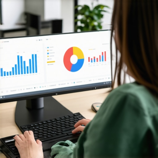 Person analyzing local SEO metrics and managing Google My Business profile