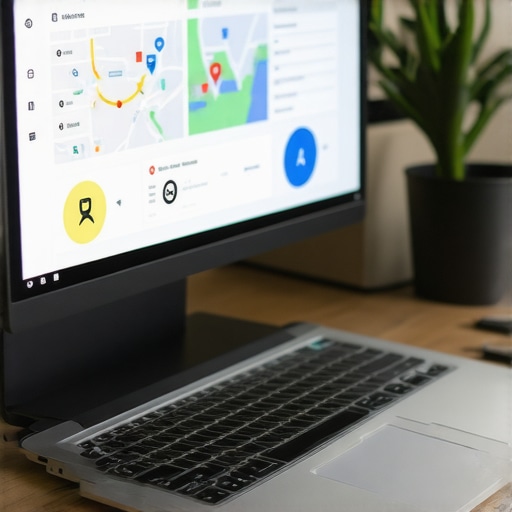 Analyzing Local SEO Data for GMB Optimization Person analyzing local SEO performance on a laptop with maps and charts