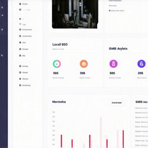 Screenshot showing GMB and local SEO analytics on a computer screen.