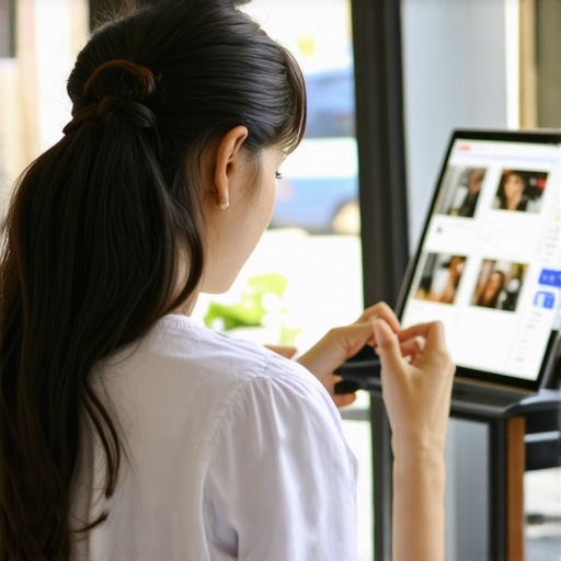 Business owner enhancing Google My Business profile with new photos and review responses