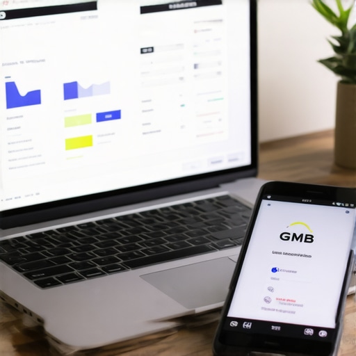 Person analyzing Google My Business analytics on a laptop to improve local SEO strategies.