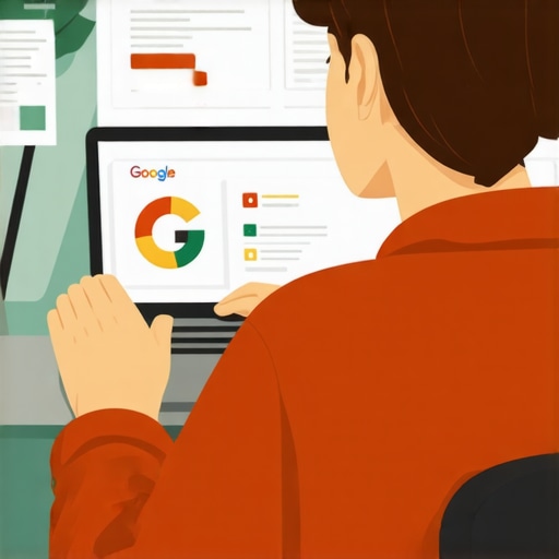 Business owner working on Google My Business profile optimization.