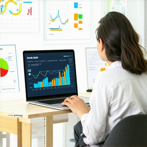 An open laptop displaying local SEO dashboard with maps and analytics