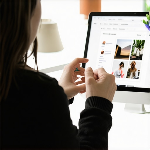 Business owner working on Google My Business profile with new photos