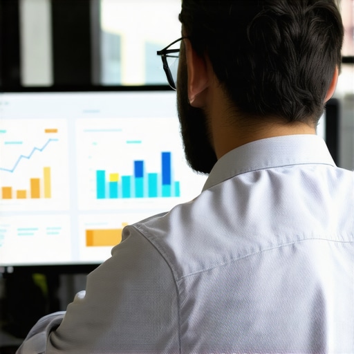 Person analyzing local SEO metrics on computer screen to optimize GMB performance.