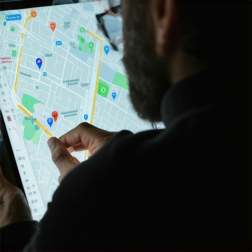 Business owner reviewing local map analytics on a tablet